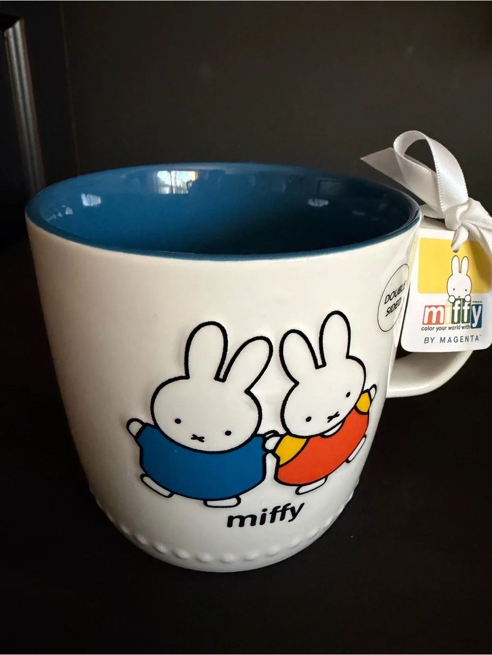 Miffy & Melanie Ceramic Mug with Blue Interior. NWT.